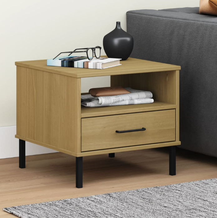 Nachttisch Slowa mit Metallbeinen Massivholz Kiefer