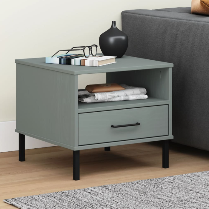 Nachttisch Slowa mit Metallbeinen Massivholz Kiefer