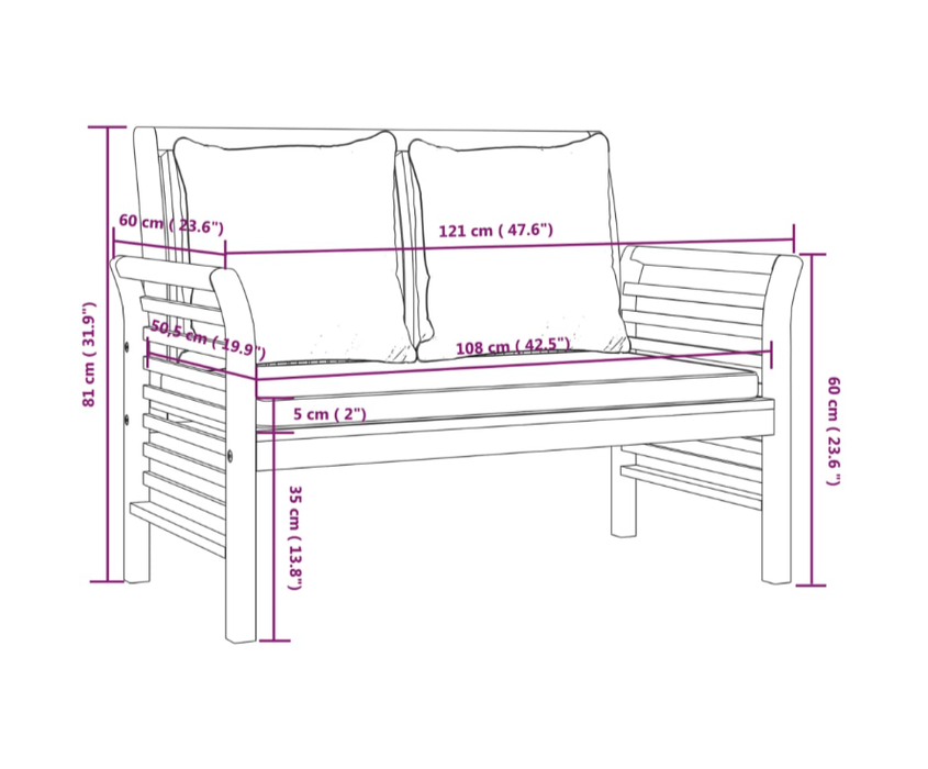 Garten-Essgruppen-Set Vinola mit Kissen und Esstisch aus Massivholz Akazie