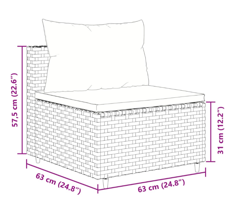 Garten-Sofagarnitur Mando mit Tisch und Kissen aus Rattan