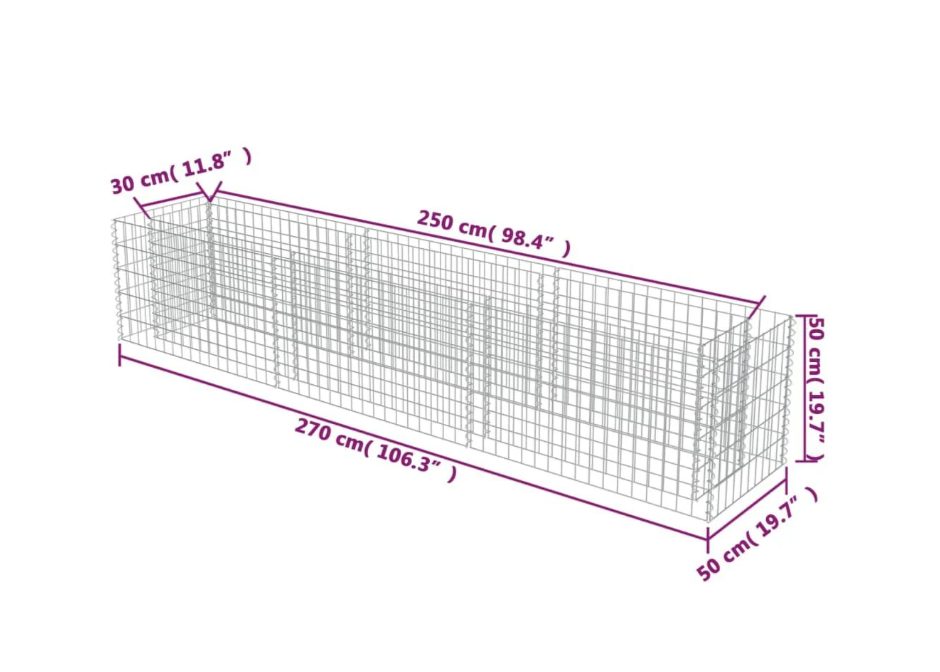 Gabionen-Hochbeet Marina Gabionenwand aus verzinktem Stahl
