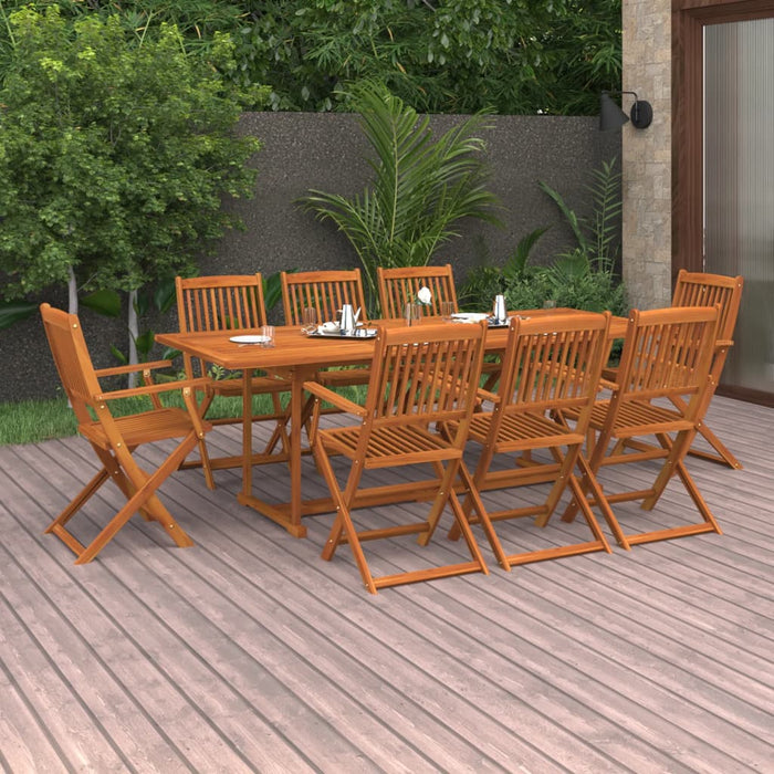 9 pcs. Garden dining group made of solid acacia wood