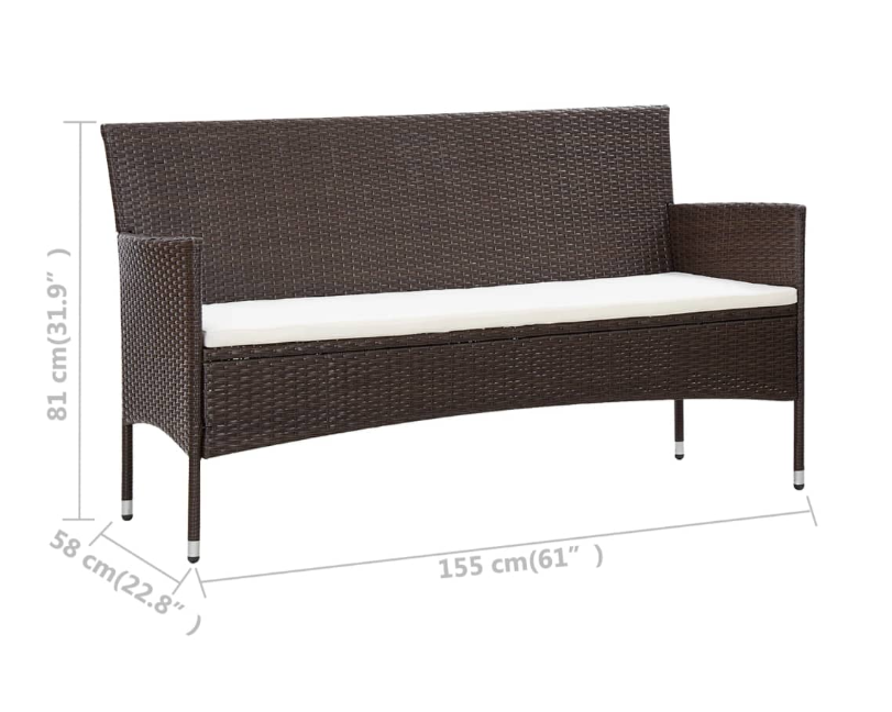 Gartenlounge-Set Arta mit Auflagen und Esstisch aus Poly Rattan