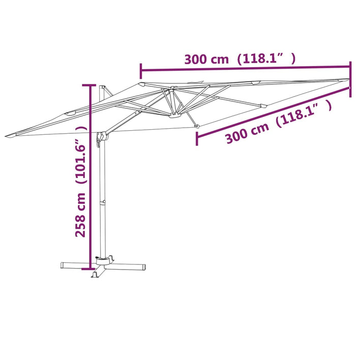 Ampelschirm Malibu mit Aluminium-Mast Anthrazit 300x300 cm