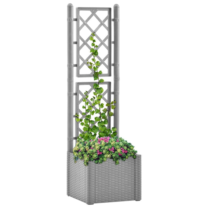 Garden raised bed with trellis self-watering system anthracite
