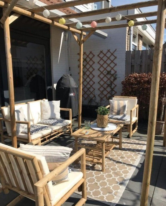 Garten-Lounge-Set Jordi mit Auflagen Bambus