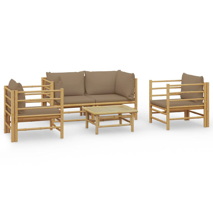 5 pcs. Garden lounge set with taupe bamboo cushions
