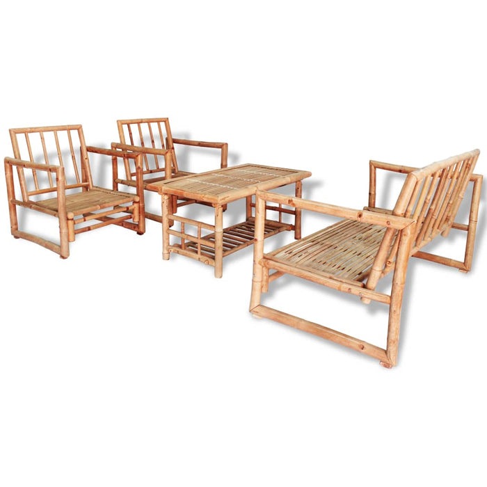 Garten-Lounge-Set Jordi mit Auflagen Bambus