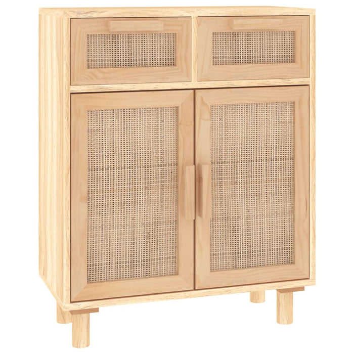 Sideboard Sarah Wiener Geflecht in Braun aus massiver Kiefer und Natur-Rattan