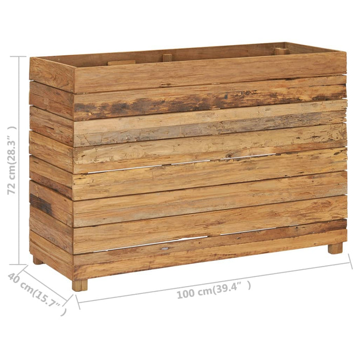 Raised bed 100x40x38 cm solid teak wood and steel
