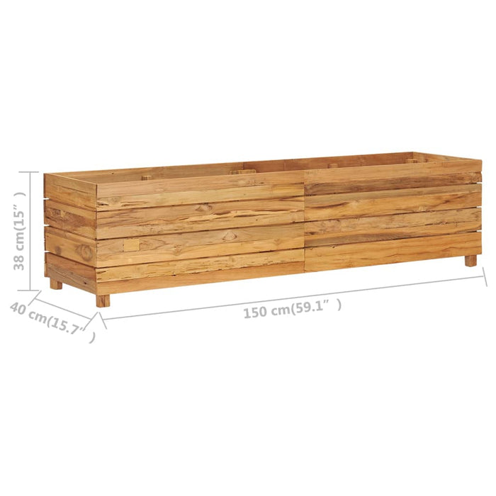 Raised bed 100x40x38 cm solid teak wood and steel