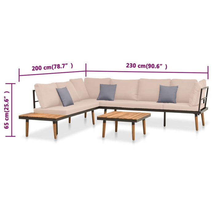 Garten-Lounge-Set Sabrina mit Auflagen aus Massivholz-Akazie Günstig und Versandkostenfrei auf Atiaro.com