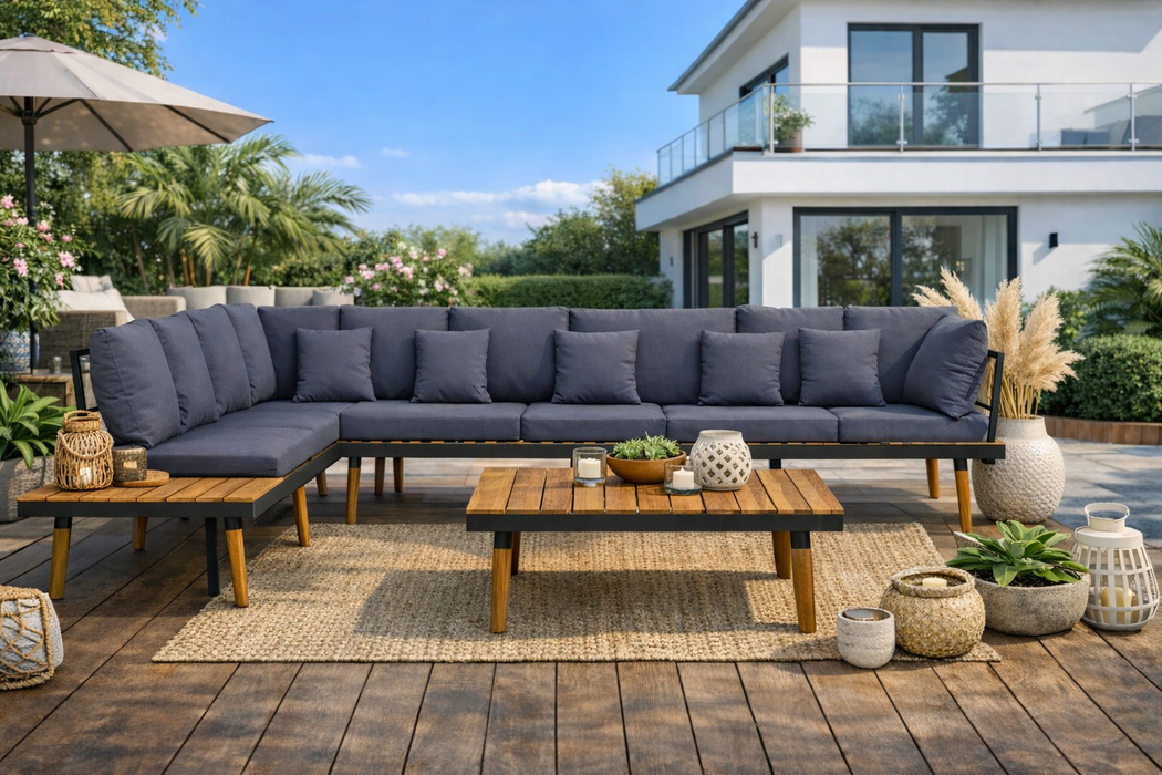 Gartenlounge-Set Sabrina mit Auflagen aus Massivholz-Akazie