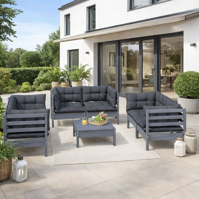 Garten-Lounge-Set Marlon mit Kissen Kiefer Massivholz (verschiedene Farben)