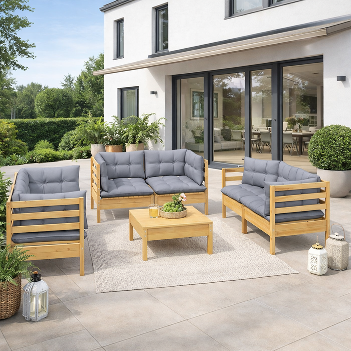 Garten-Lounge-Set Marlon mit Kissen Kiefer Massivholz (verschiedene Farben)