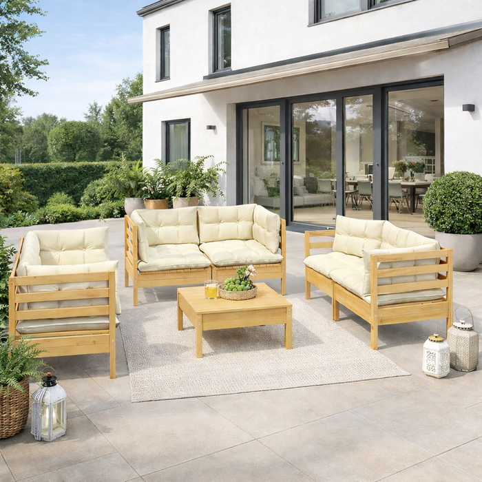 Garten-Lounge-Set Marlon mit Kissen Kiefer Massivholz (verschiedene Farben)