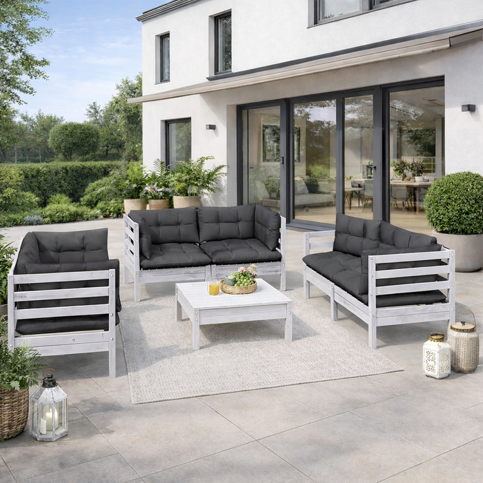 Garten-Lounge-Set Marlon mit Kissen Kiefer Massivholz (verschiedene Farben)