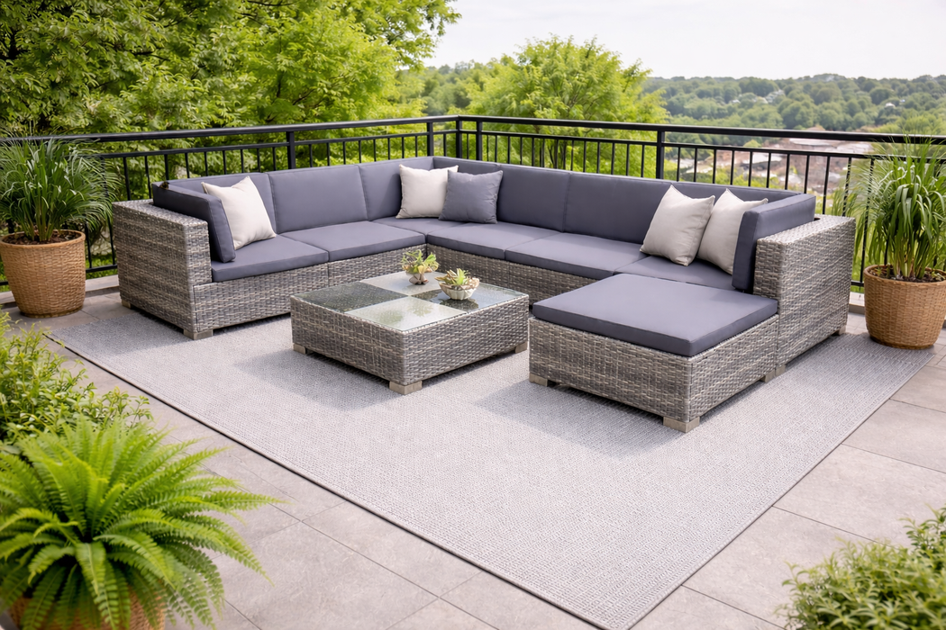 Garten-Lounge-Set Tilo mit Sitz- und Rückenpolstern und Loungetisch