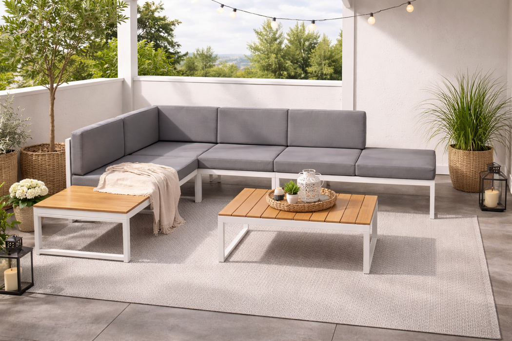 Garten-Lounge-Set Verona mit Auflagen Aluminium und WPC