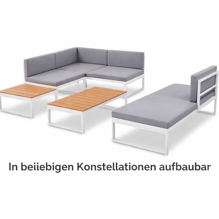 Garten-Lounge-Set Verona mit Auflagen Aluminium und WPC