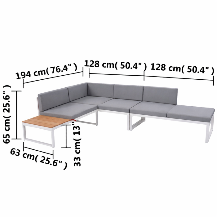 Garten-Lounge-Set Verona mit Auflagen Aluminium und WPC