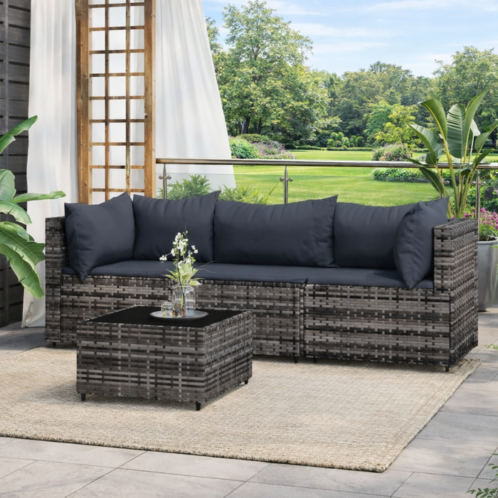 Garten-Lounge-Set Rivaldo mit Esstisch und Auflagen