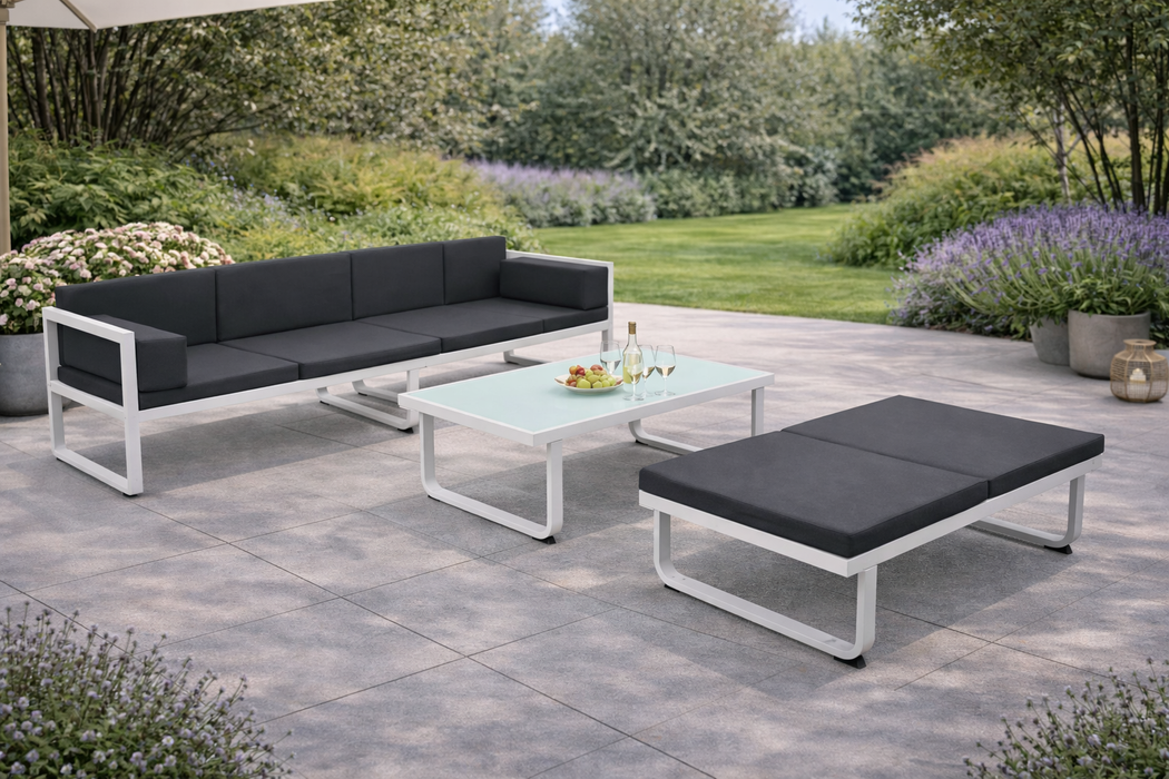 Garten-Lounge-Set Milan mit Auflagen Aluminium Schwarz