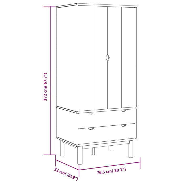 Kleiderschrank Emma aus massivem Akazienholz 172cm Höhe