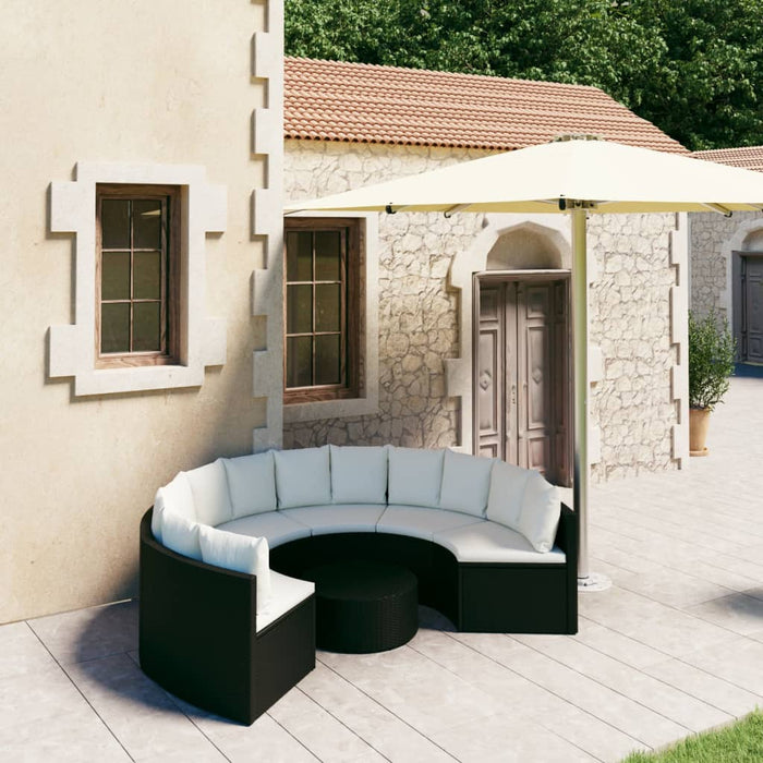 5 pcs. Garden sofa set with cushions poly rattan black