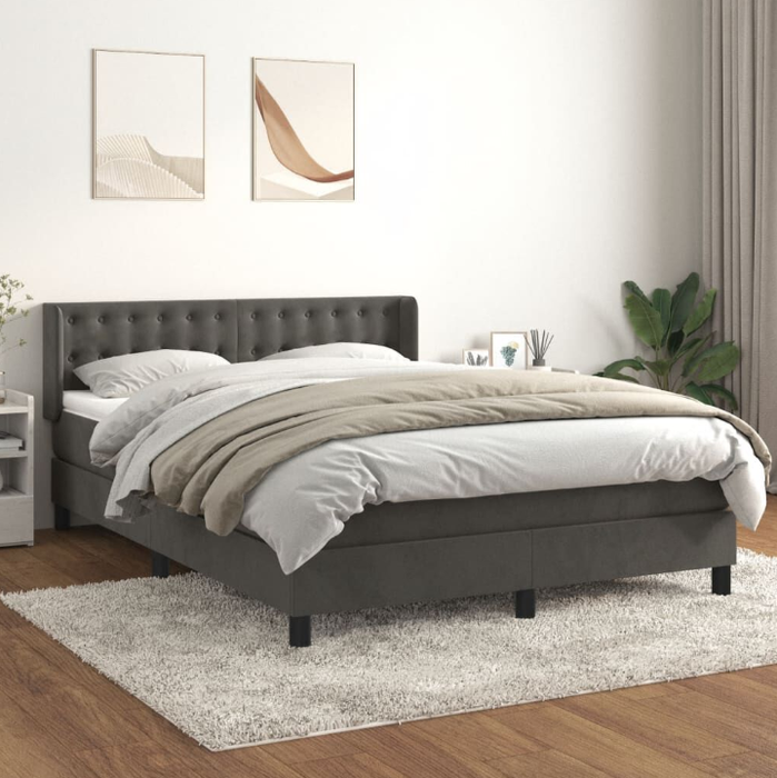 Boxspringbett Kairo mit Matratzenauflage (Topper) in Dunkelgrau oder Schwarz