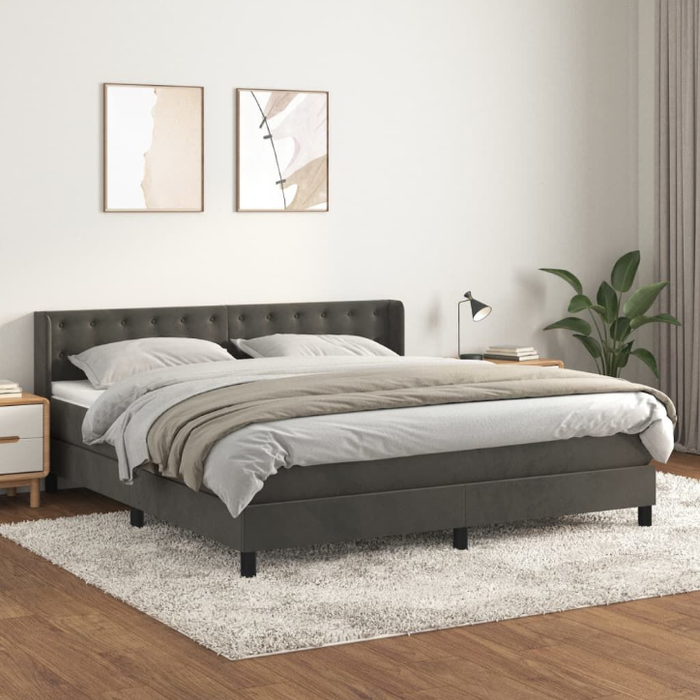 Boxspringbett Kairo mit Matratzenauflage (Topper) in Dunkelgrau oder Schwarz