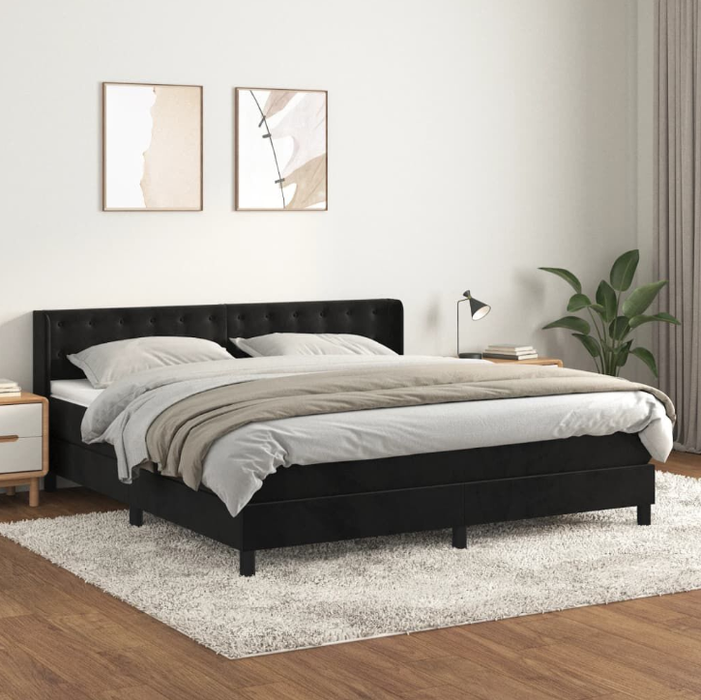 Boxspringbett Kairo mit Matratzenauflage (Topper) in Dunkelgrau oder Schwarz