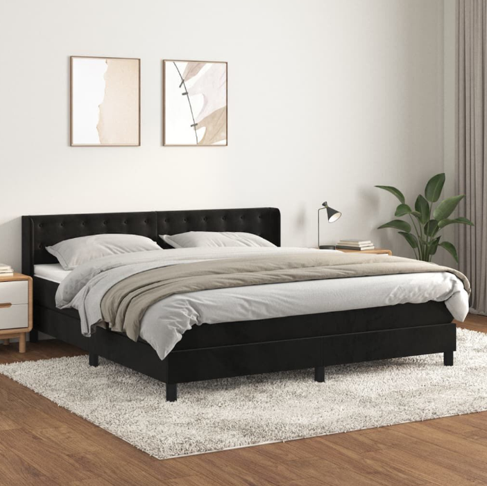Boxspringbett Kairo mit Matratzenauflage (Topper) in Dunkelgrau oder Schwarz