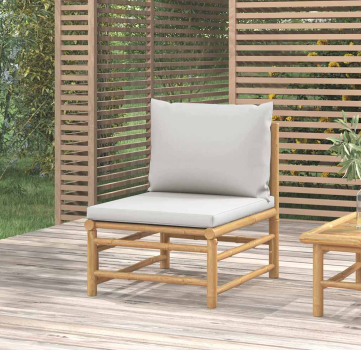 Garten-Lounge-Set Katalania mit Kissen & Loungetisch in Taupe oder Hellgrau Bambusholz