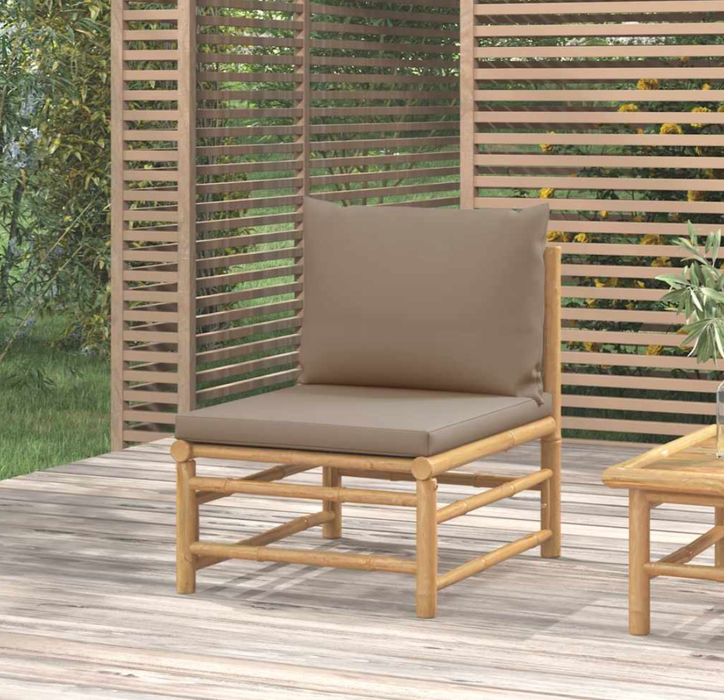 Garten-Lounge-Set Katalania mit Kissen & Loungetisch in Taupe oder Hellgrau Bambusholz