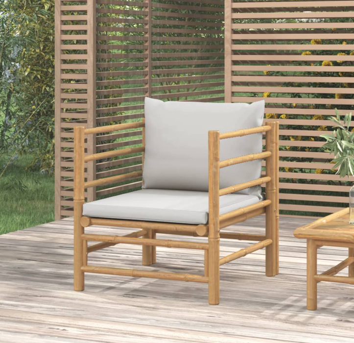 Garten-Lounge-Set Katalania mit Kissen & Loungetisch in Taupe oder Hellgrau Bambusholz