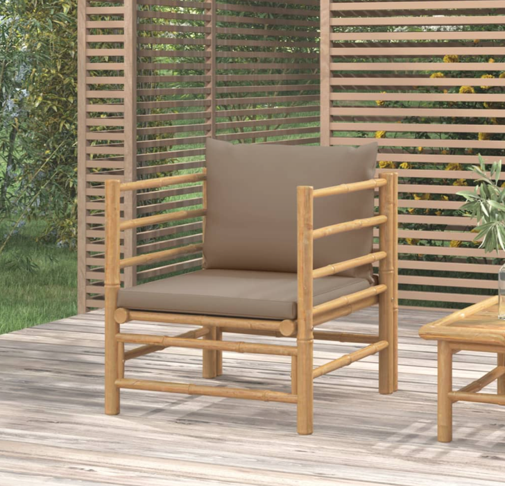 Garten-Lounge-Set Katalania mit Kissen & Loungetisch in Taupe oder Hellgrau Bambusholz