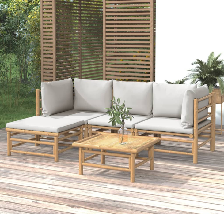 Garten-Lounge-Set Katalania mit Kissen in Taupe oder Hellgrau Bambusholz