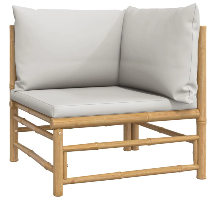 Garten-Lounge-Set Katalania mit Kissen in Taupe oder Hellgrau Bambusholz