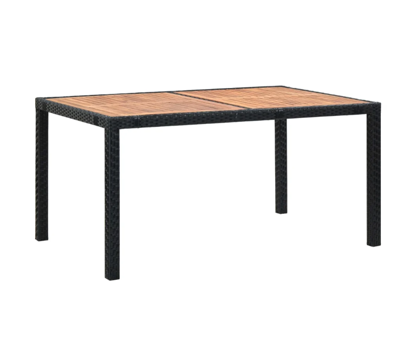 Garten-Essgruppe Linda mit Auflagen Poly Rattan Schwarz