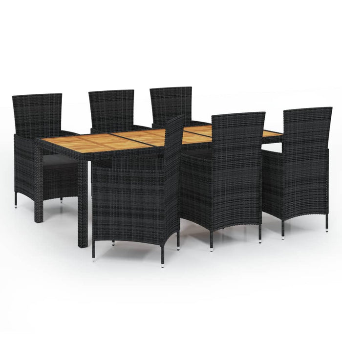 9 pcs. Garden dining group with cushions poly rattan black