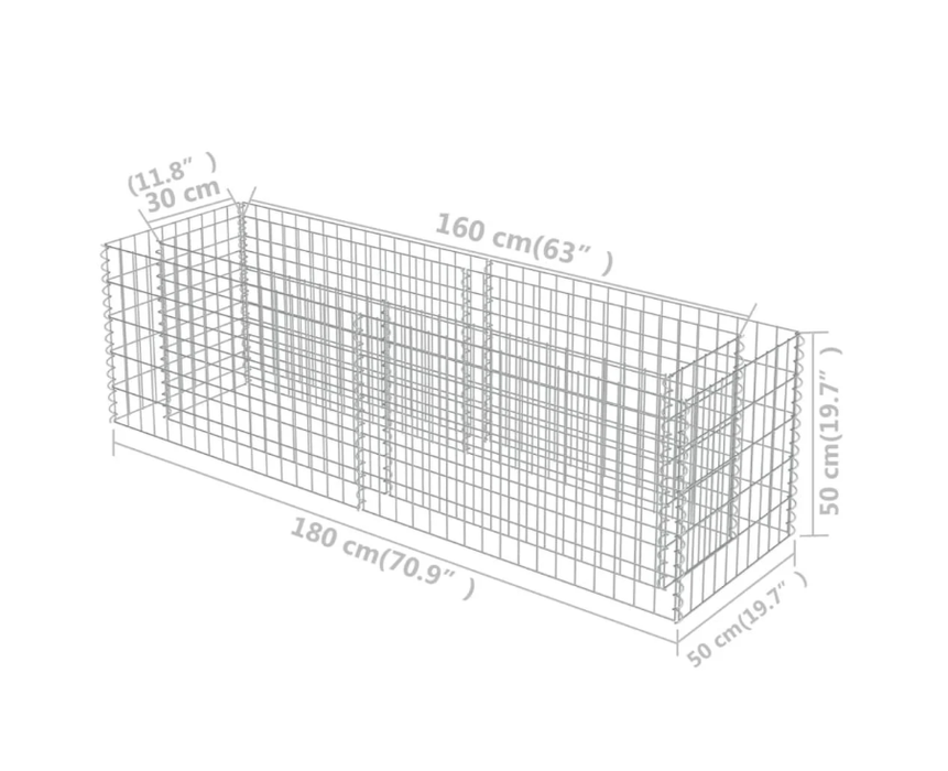 Gabionen-Hochbeet Marina Gabionenwand aus verzinktem Stahl