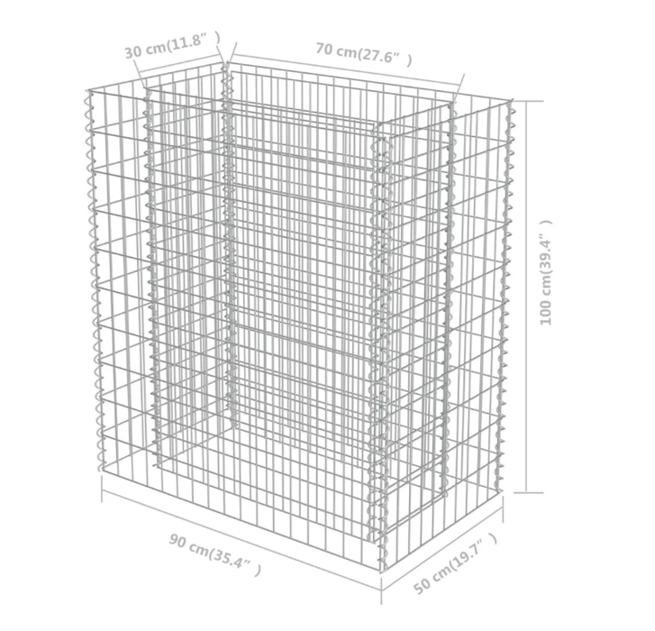 Gabionen-Hochbeet Marina Gabionenwand aus verzinktem Stahl