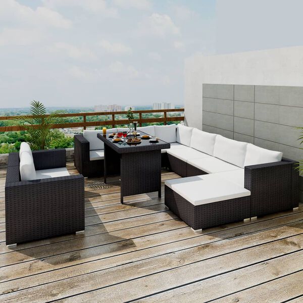 Garten-Lounge-Set XXL Mauritius mit Auflagen Poly Rattan Grau