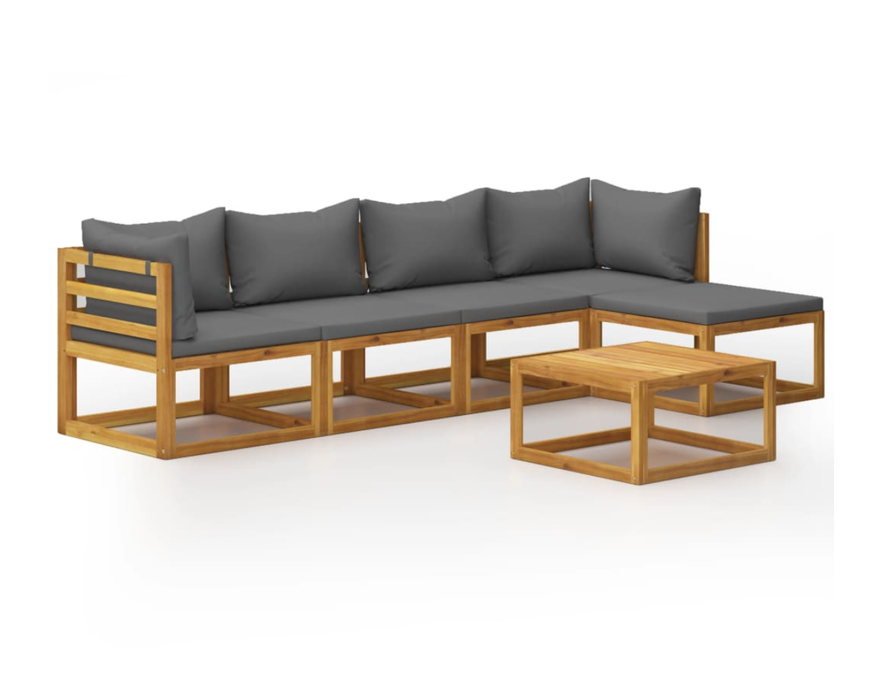 Gartenlounge Set Olivia Akazie Massivholz mit Esstisch und Auflagen