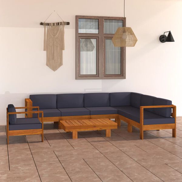 Lounge-Set Vinona mit Esstisch, Sitzpolstern und Rückenkissen (Extra Dicke Polster & Kissen) aus massivem Akazienholz