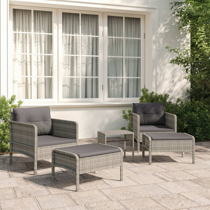 Gartenlounge-Set Hannes mit Auflagen, Tisch und Fußablage 2-teilig