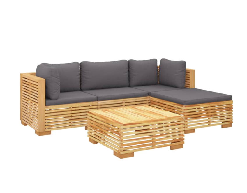 Garten-Lounge-Set Oliver mit Tisch und Kissen Massivholz Teak