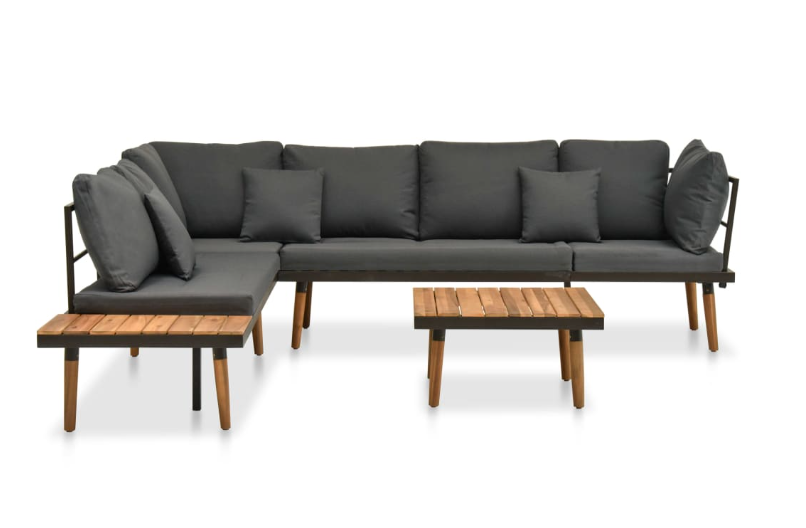 Garten-Lounge-Set Sabrina mit Esstisch und Auflagen aus Massivholz-Akazie