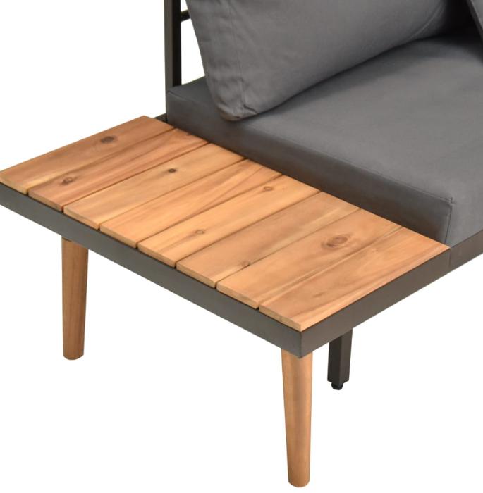 Garten-Lounge-Set Sabrina mit Esstisch und Auflagen aus Massivholz-Akazie